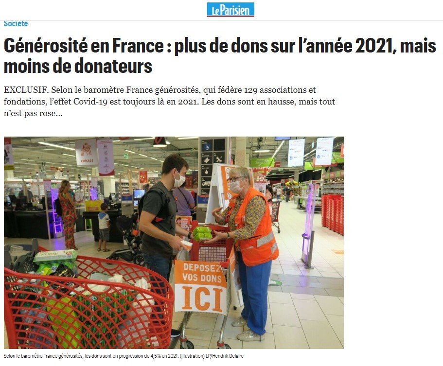Illustration de l'article : 10 articles presse à lire sur notre Baromètre de la générosité 2021