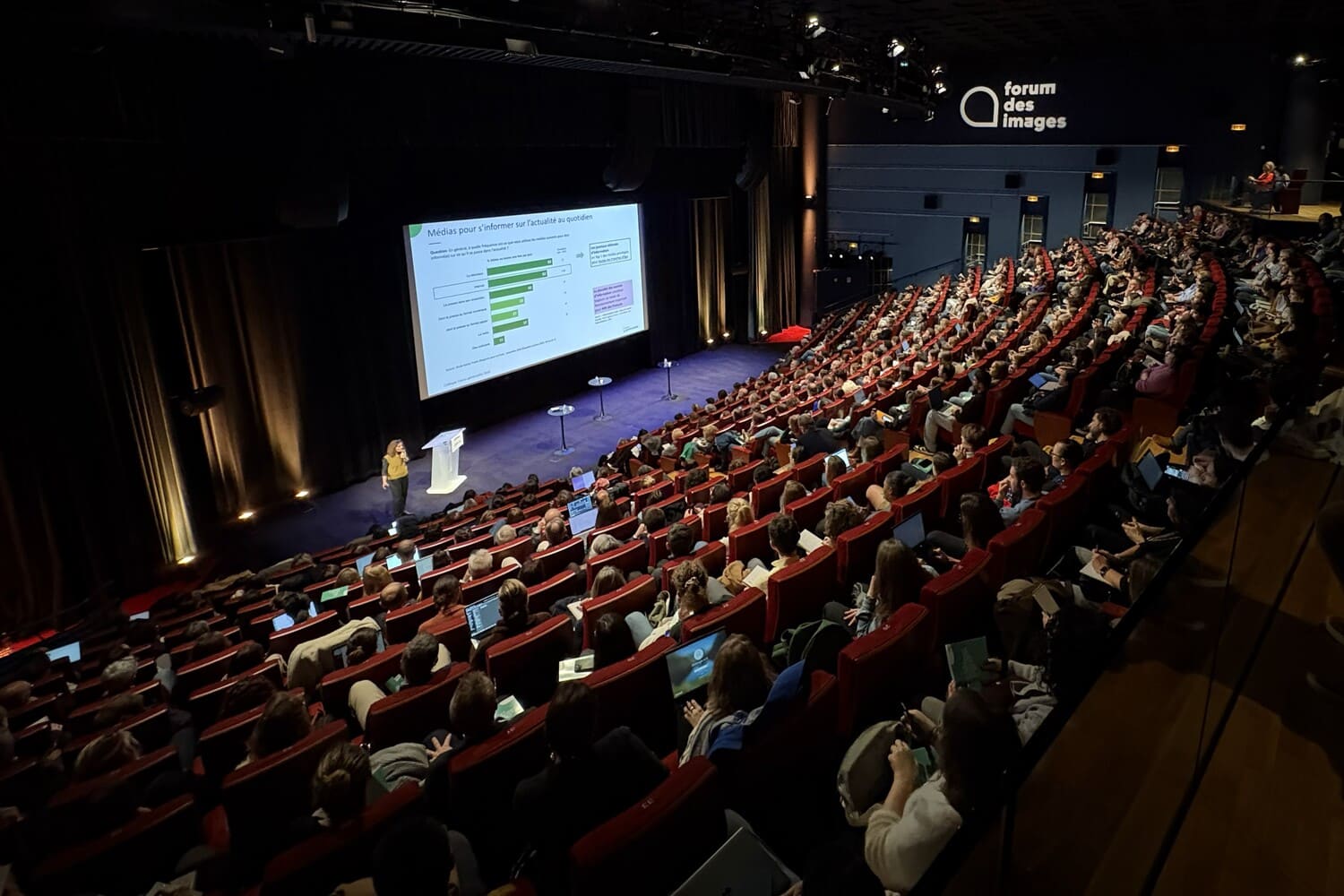 photo de la salle du Forum des images en contre plongée