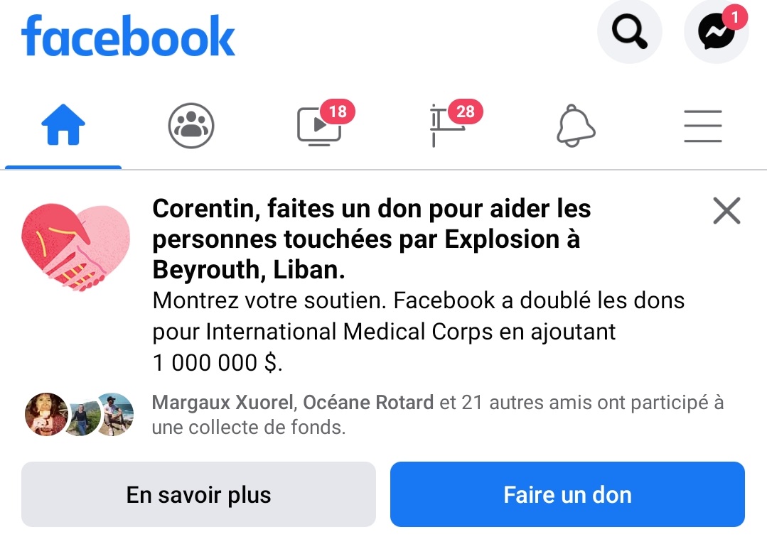 facebook urgence liban