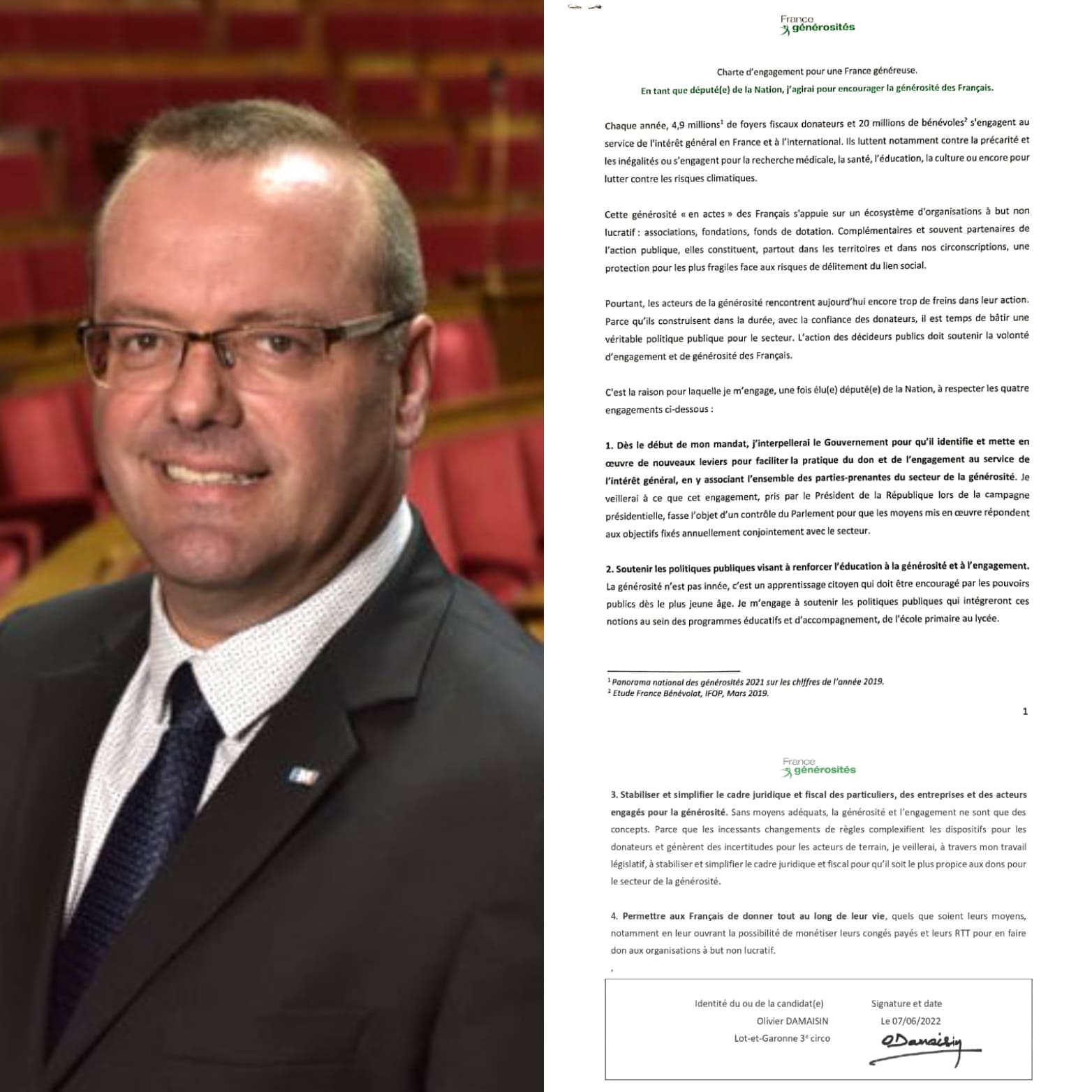 Charte d’engagement France généreuse - Olivier Damaisin