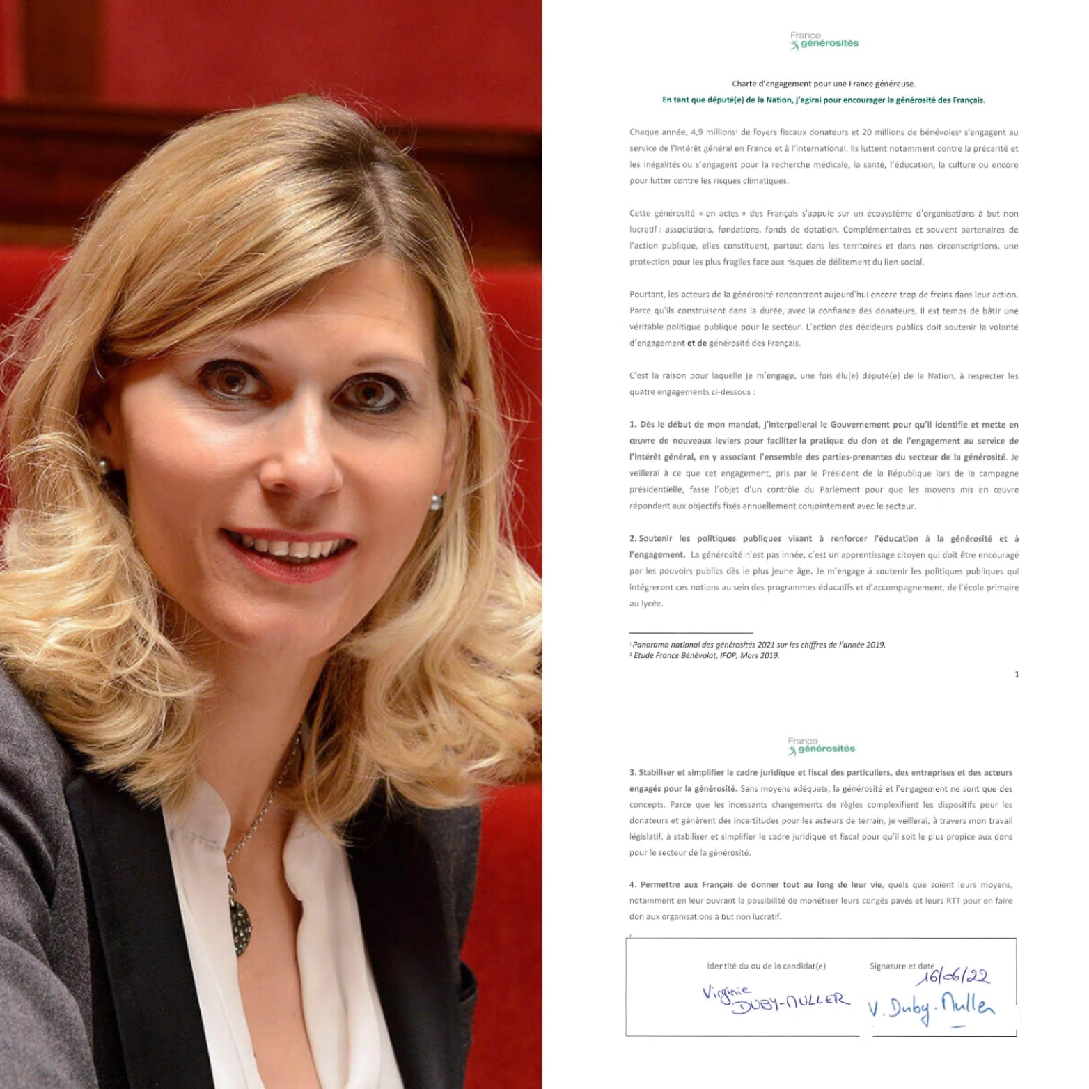 Charte d’engagement France généreuse - Virginie Duby-Muller