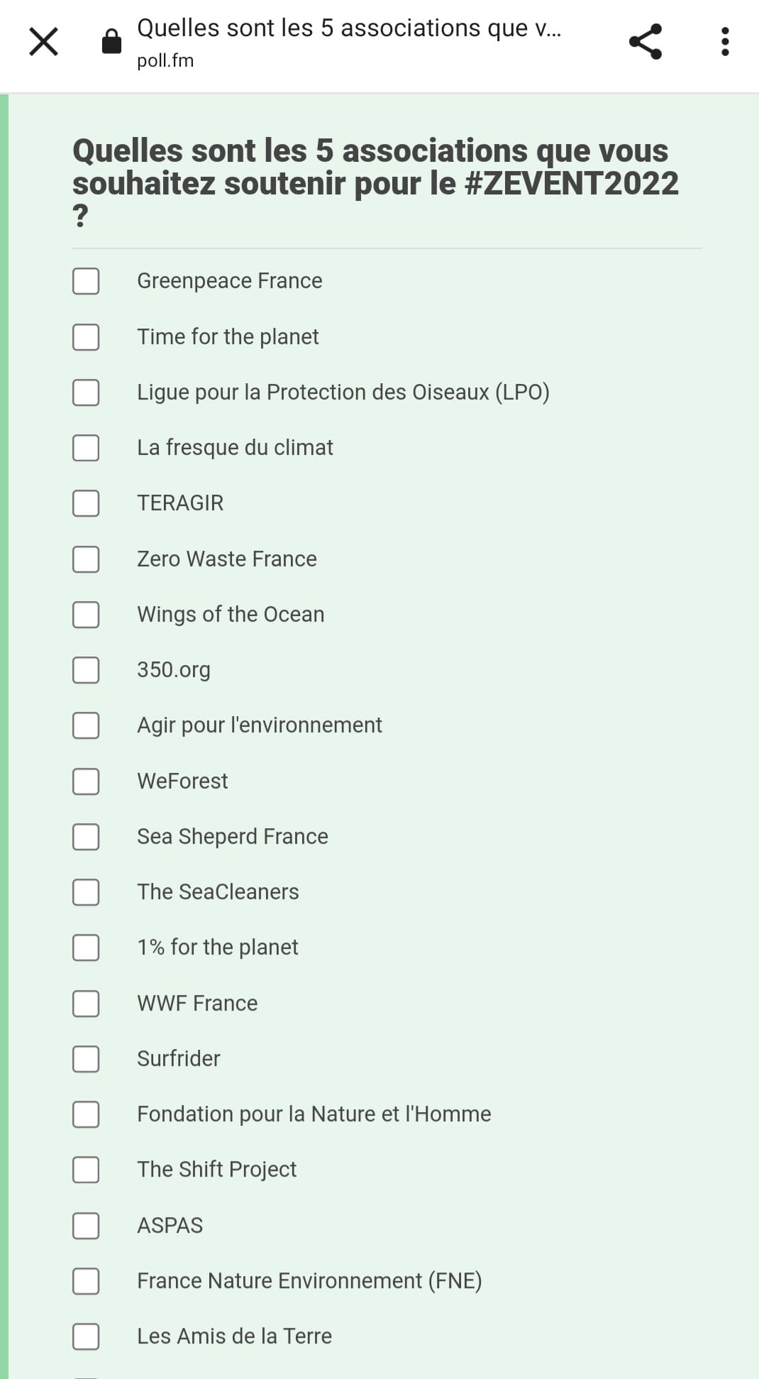 Associations du sondage ZEvent 2022