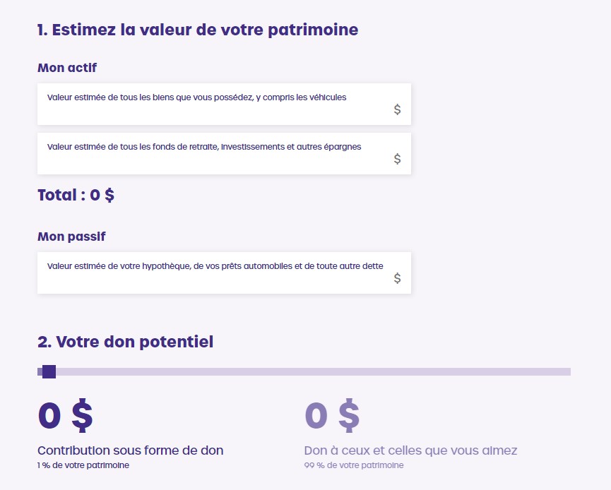 Calculateur de legs - will power canada