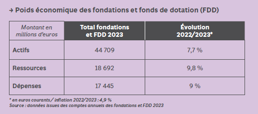 Dépenses pour l’intérêt général des fondations et fonds de dotation en 2023