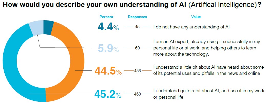 comprehension de l'IA - The state of AI in nonprofits - Benchmark report Tech Soup - 2025