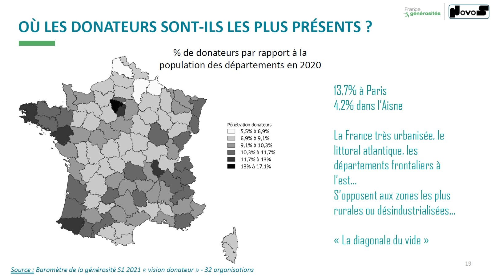 répartition géographique des donateurs - baromètre de la générosité vision donateur 2022